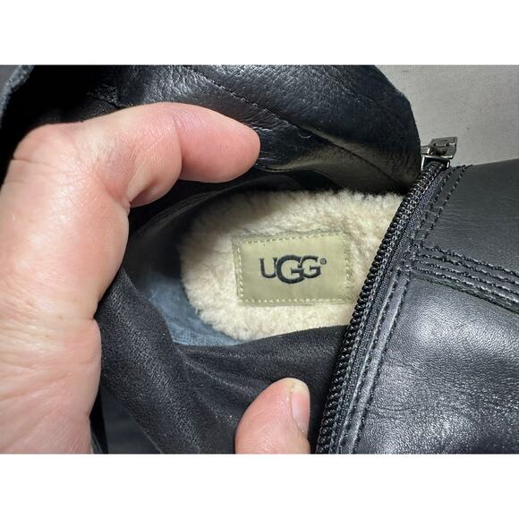 UGG Womens sz 7.5/8 Barton Croco Tall Black Leather Riding Boot Classic SEE DISC - Picture 14 of 14